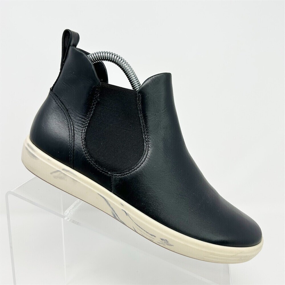 ECCO Soft 7 Chelsea Ankle Boots Womens Black Slip-On Casual Travel Size 38
